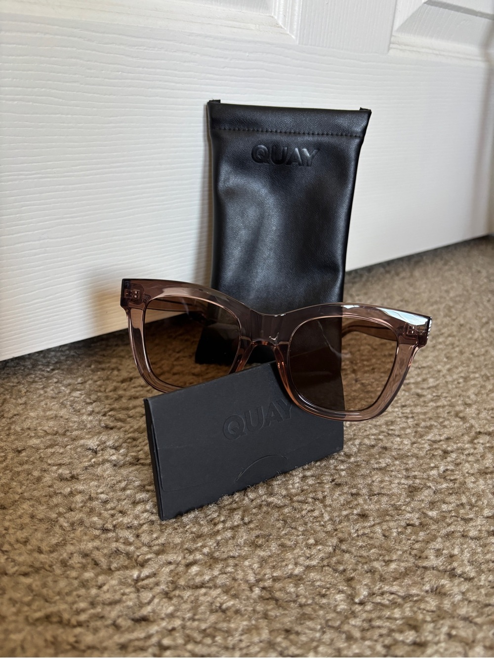 Quay Australia Blush Brown Translucent Square Sunglasses - Picture 4 of 4